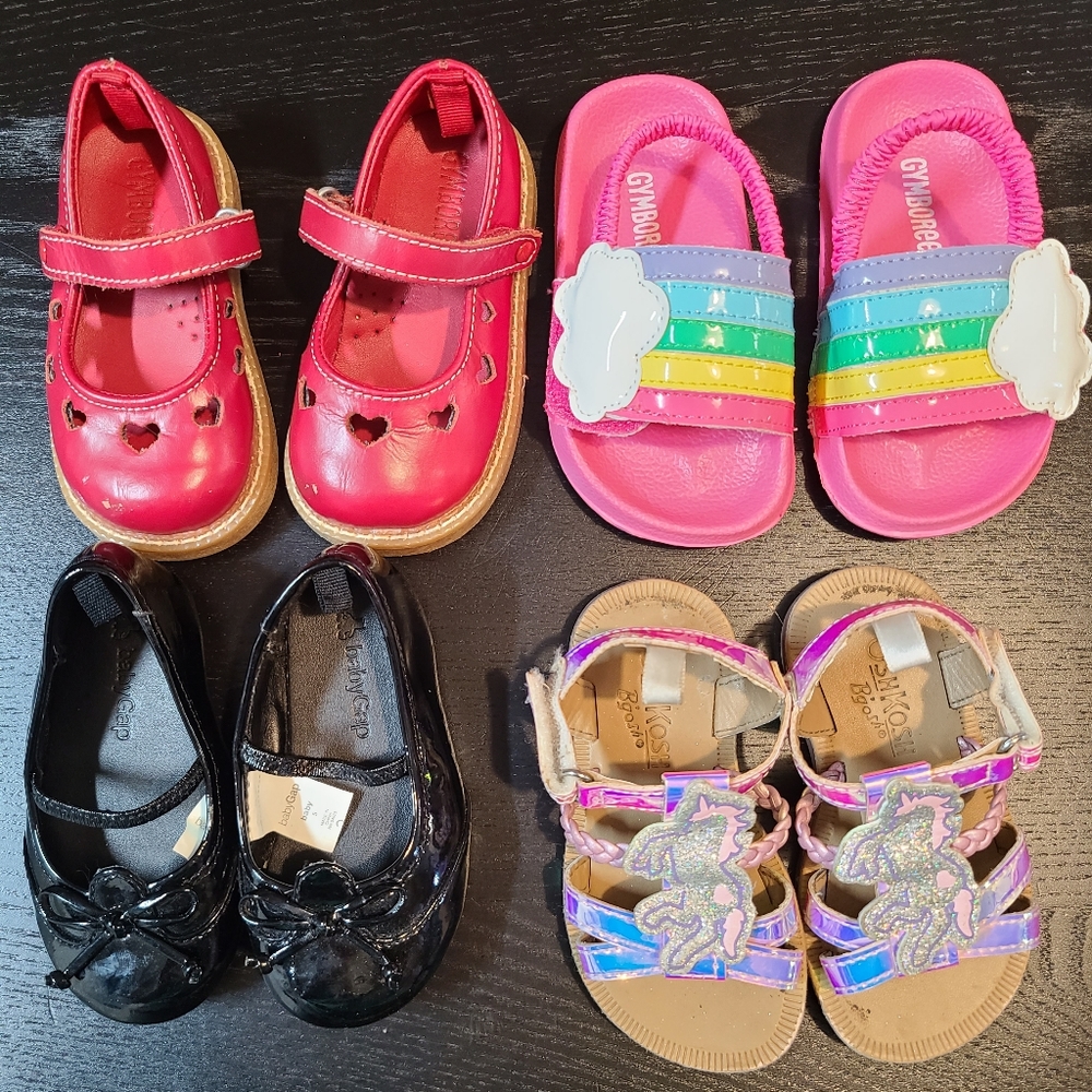 4 pair of baby girls shoes size 5 and 1 size 6